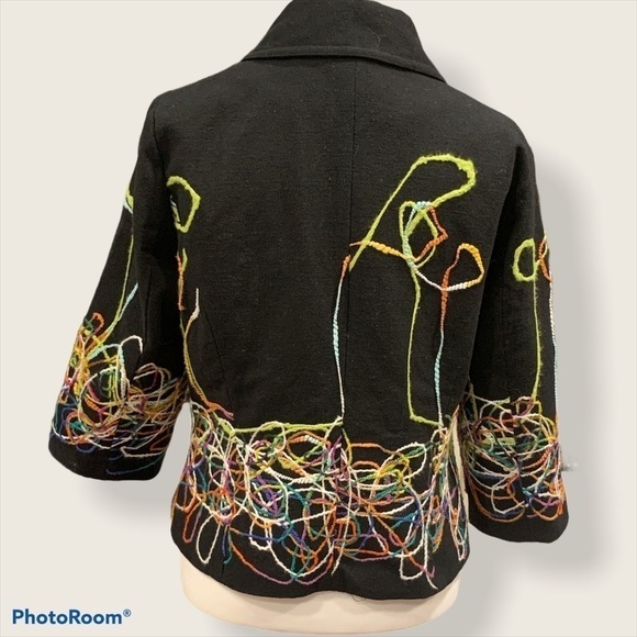 Trenz Petite By Theresa Renz Colorful Art Blazer Coat Sz Medium Petite - Picture 2 of 6